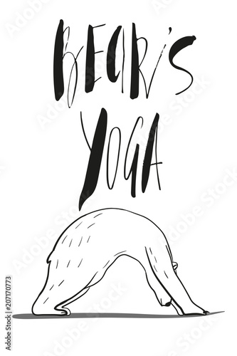 funny yoga with polar bear, fitness white bears, yoga poses, Surya Namaskara meditation. Ashtanga vinyasa yoga poses