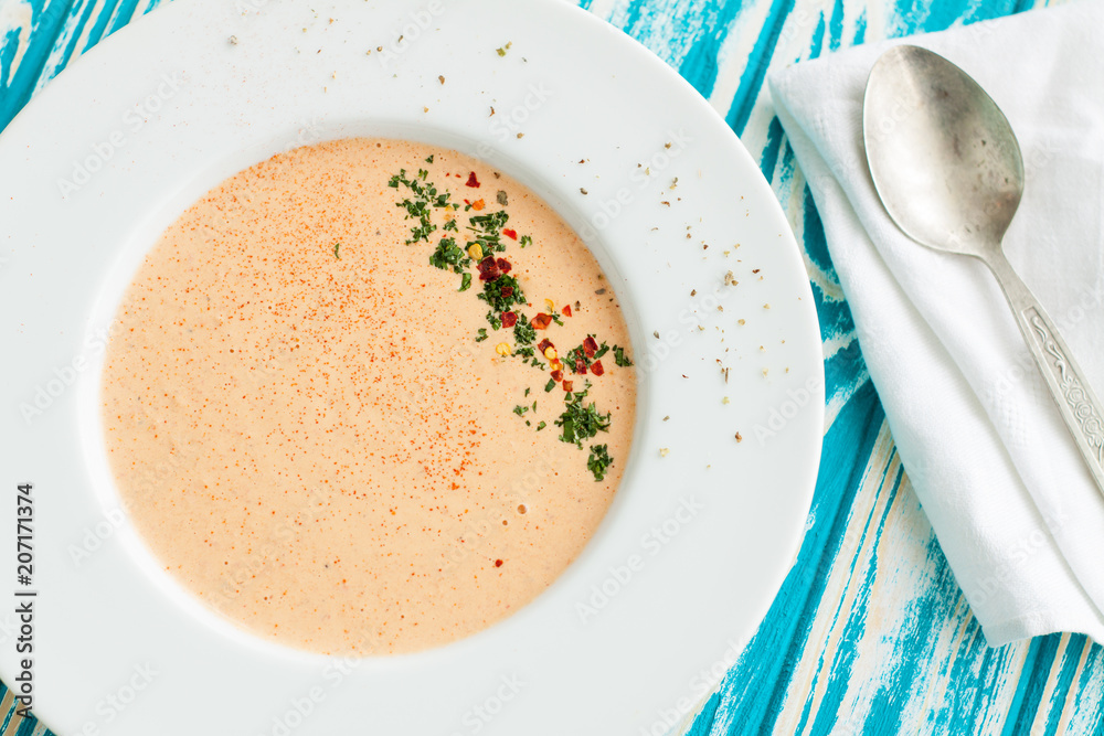 Creamy crab soup bisque with spices Creamy crab soup bisque with spices