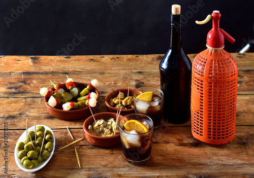 Photos still life of typical spanish and italian snack