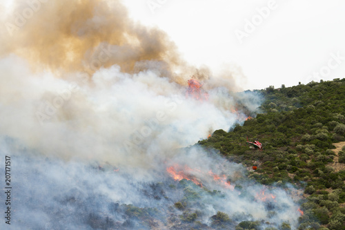 Incendio boschivo con elicottero