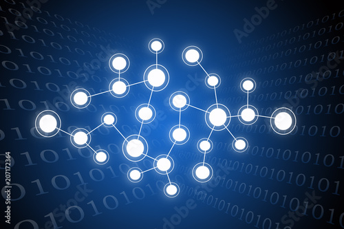 Abstract network design on blue background , 3d illustration