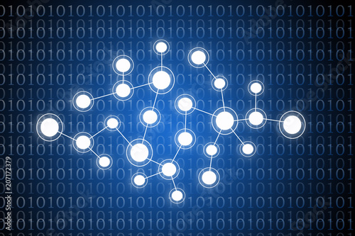 Abstract network design on blue background , 3d illustration