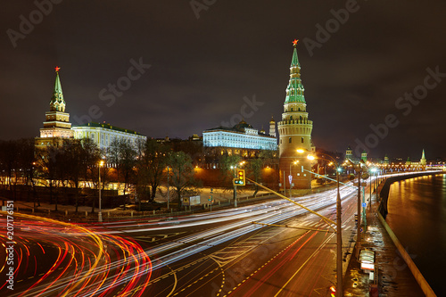 Car tracks on the embankment of Moscow