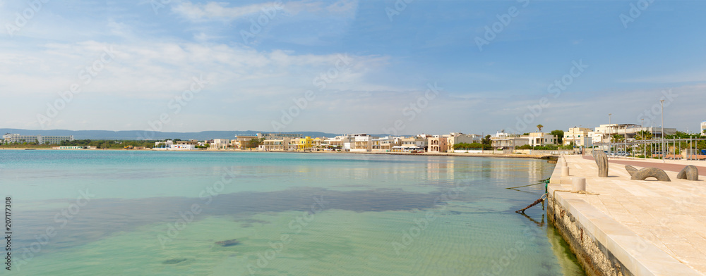 Panorama of port with cityview of Torre Canne, Fasano in Italy