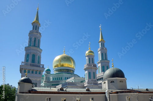 Domes of the Moscow Cathedral mosque in Moscow, Russia photo