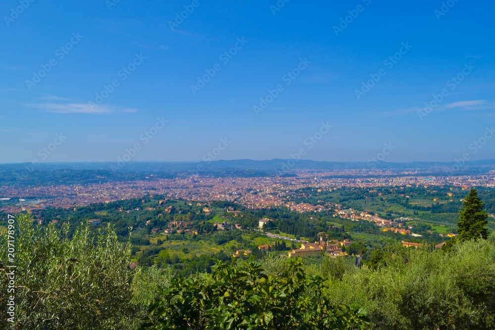 View of Florence from top of Fiesole, Italy