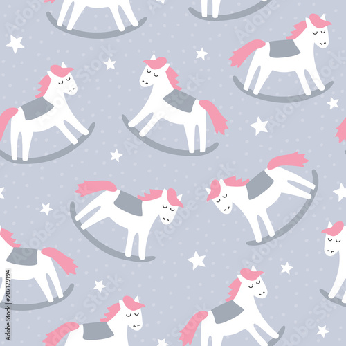 seamless rocking horse pattern vector illustration