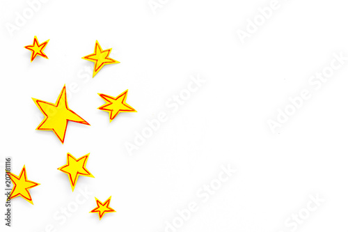 Stars frame. Drawn stars on white background top view space for text photo