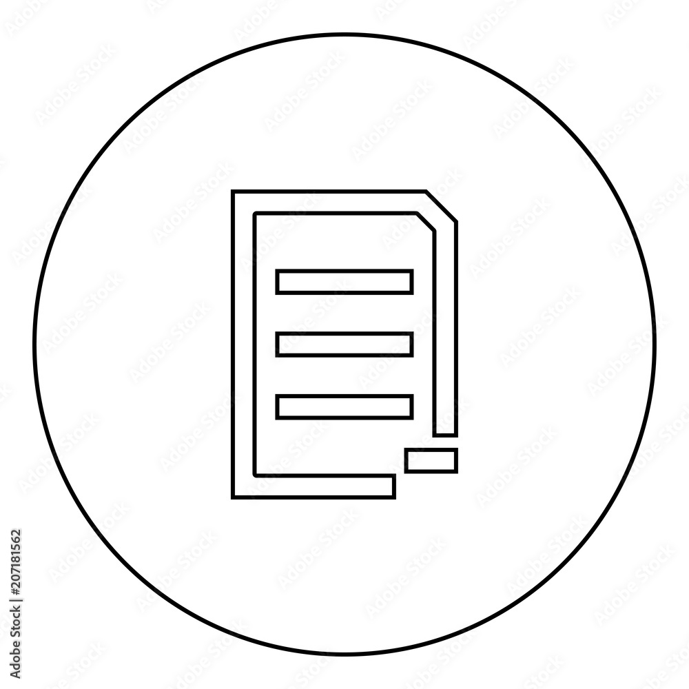 Document sheet substract black icon in circle outline Document sheet substract black icon in circle outline