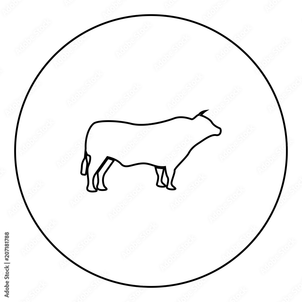 Bull black icon in circle outline Bull black icon in circle outline
