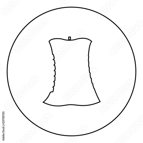 Apple core black icon in circle outline