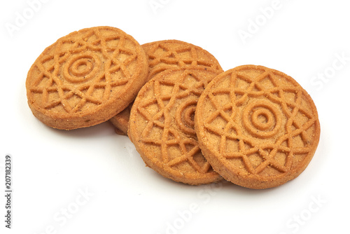 Gingerbread cookies, close-up, isolated on white background.