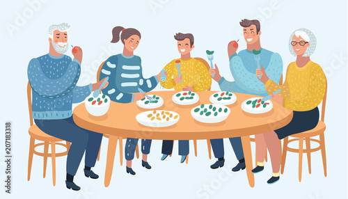 Family together sit at the table
