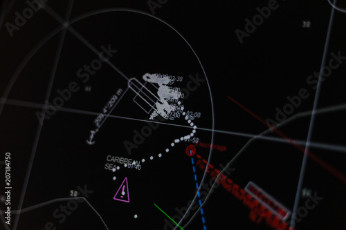 Display of ECDIS in night mode.