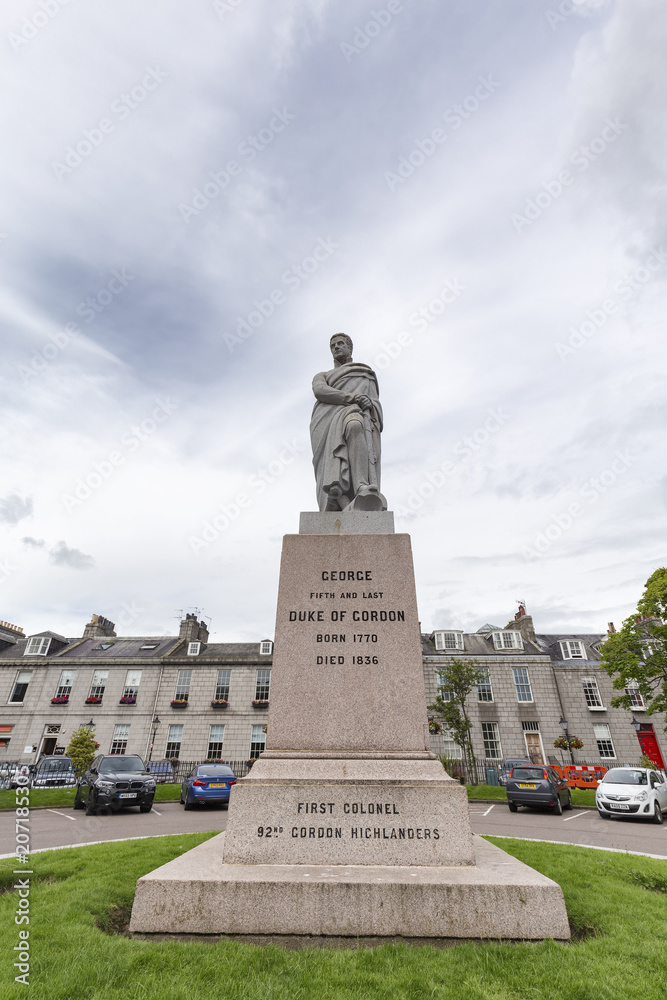 ABERDEEN, UNITED KINGDOM - AUGUST 3: Statue of George, Duke of Gordon in the city of Aberdeen, United Kingdom on August 3, 2016.