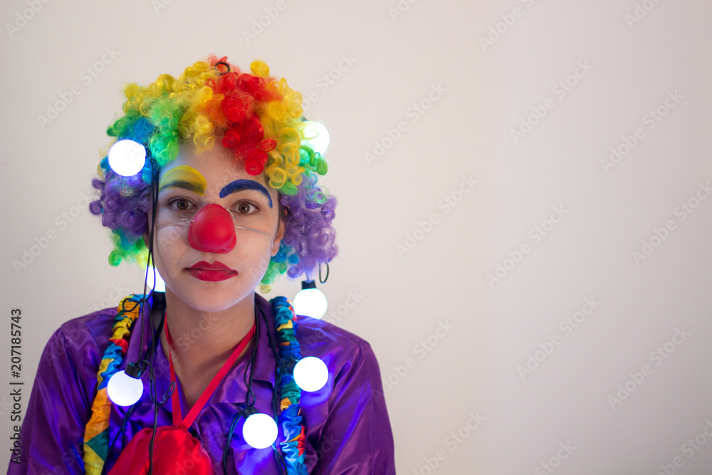 Portrait of happy funny clown girl Portrait of happy funny clown girl