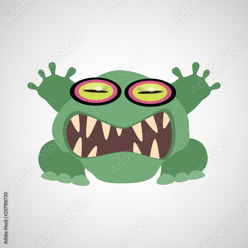 Cartoon monster on white background. Vector illustration