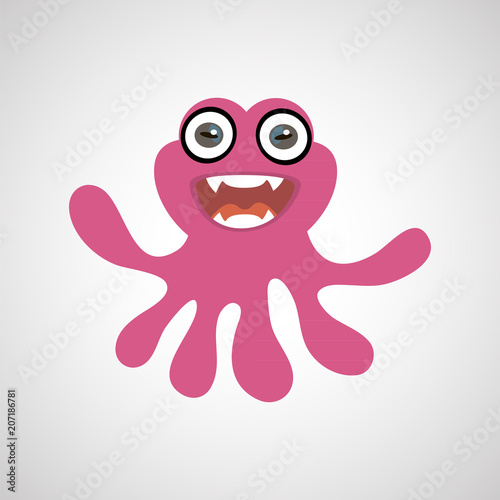 Cartoon monster on white background. Vector illustration