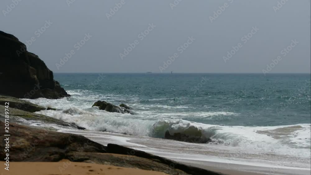 Ocean coast with waves and rocks time laps Ocean coast with waves and rocks time laps