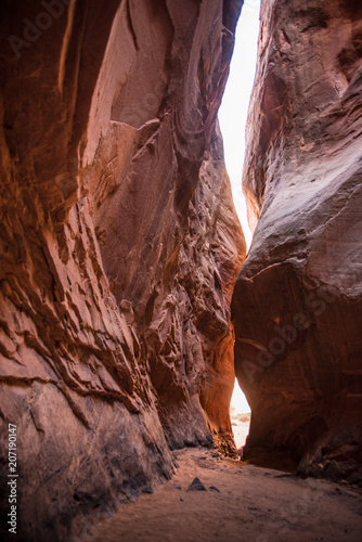 Inside a tight canyon in Moab, Utah. 