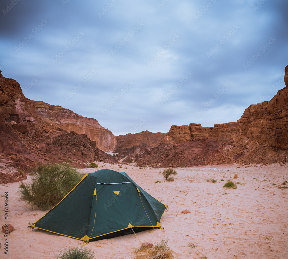 small touristic tent in desert