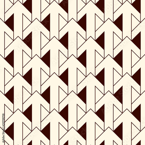 Simple modern print with interlocking arrows. Contemporary abstract background with repeated pointers. Seamless pattern