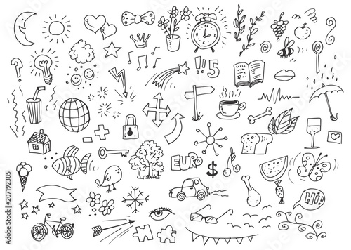 Fototapeta Naklejka Na Ścianę i Meble -  Various hand drawn doodles
