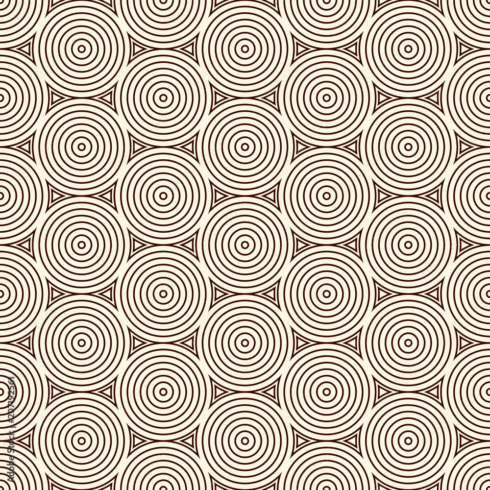 Seamless pattern with simple geometric forms. Repeated circles wallpaper. Abstract background with round vortexes