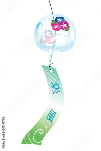 朝顔柄の風鈴のイラスト 夏のイメージ 暑中見舞い Stock ベクター Adobe Stock