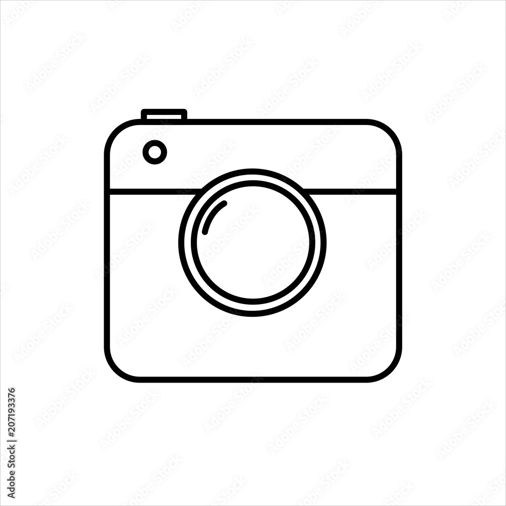 Line icon camera isolated on white background. Vector illustration. Line icon camera isolated on white background. Vector illustration.