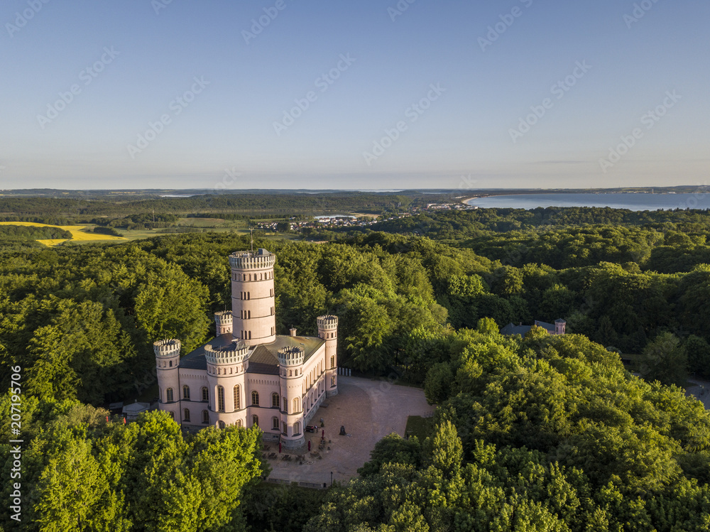 Aerial view of Granitz Hunting Lodge on the island of Ruegen