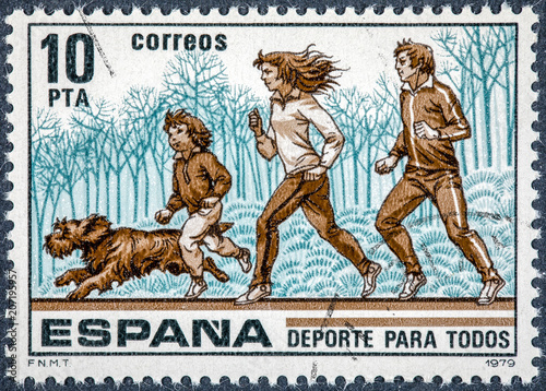 stamp printed in Spain shows Sport for all