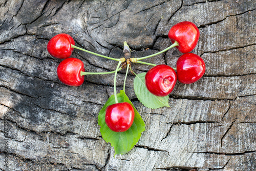 Cherry on a wooden background