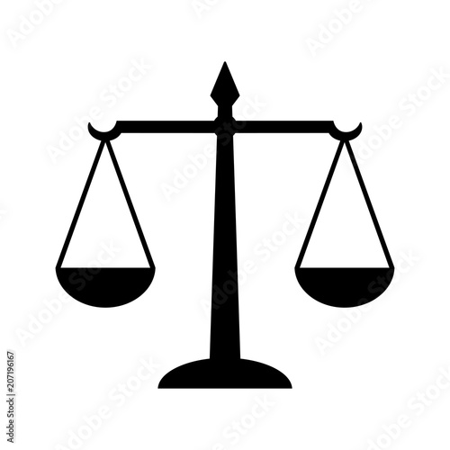 Law scales of justice icon. Symbol of law measuring legal case's support and opposition. Vector Illustration