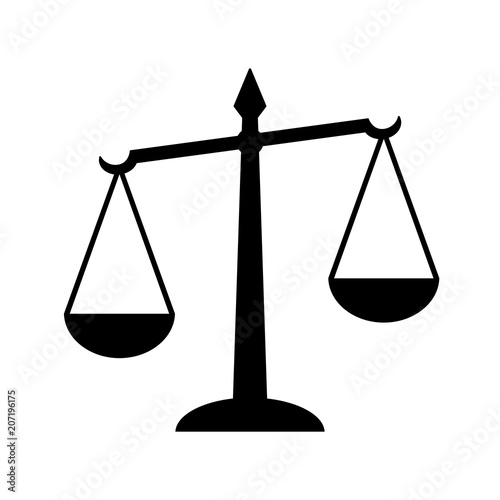 Law scales of justice icon. Symbol of law measuring legal case's support and opposition. Vector Illustration