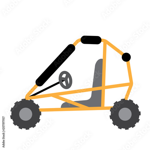 Beach buggy transportation cartoon character side view isolated on white background vector illustration.