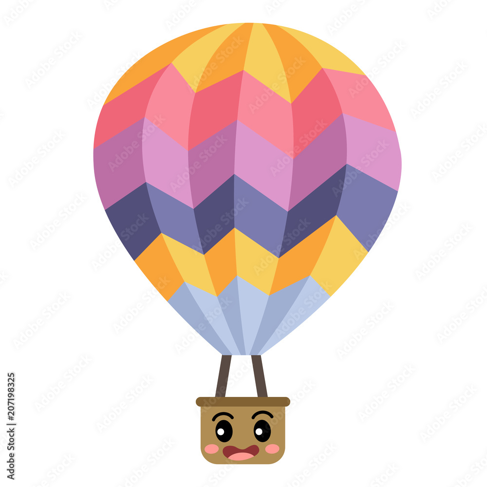 Hot Air Balloon transportation cartoon character side view isolated on  white background vector illustration. Stock Vector | Adobe Stock