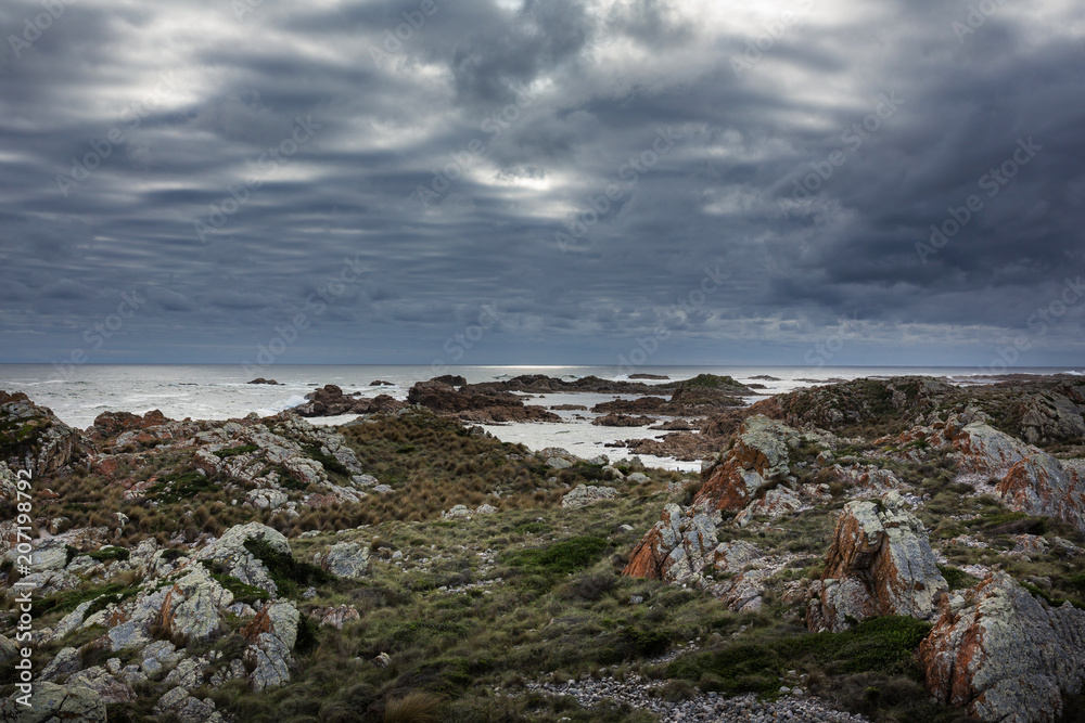West Point State reserve beach and rugged coastline, Tasmania, Australia