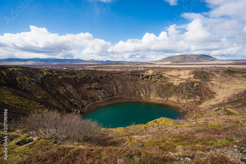 View above Kerid Crater Lake, Iceland