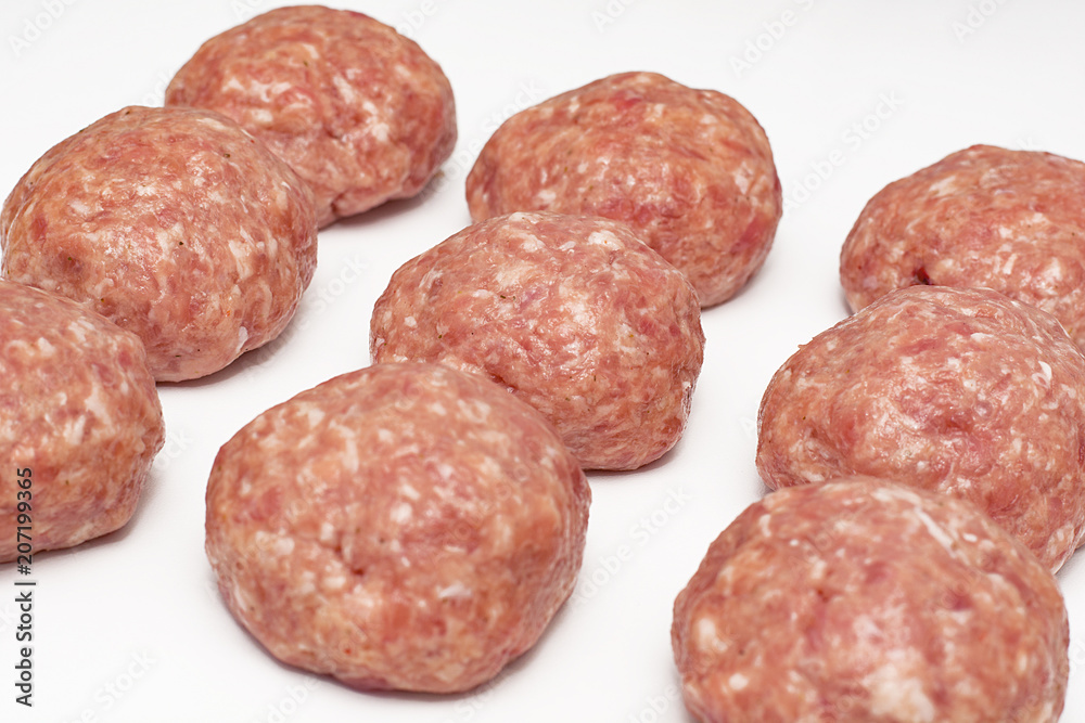 Meat minced red on white background. Meat minced red on white background.