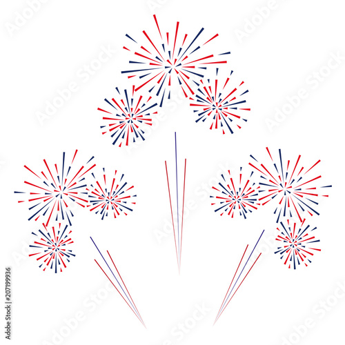 Celebratory fireworks on a white background. Vector illustration.