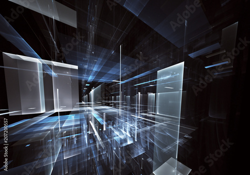 Fractal art - computer 3D image, technological background