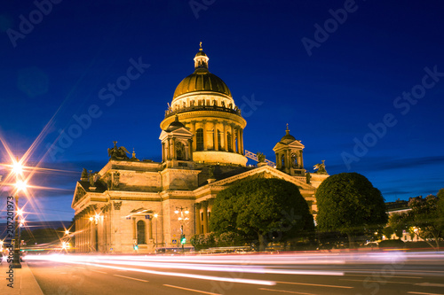 Isaac cathedral in St Petersburg  Russia. Night view