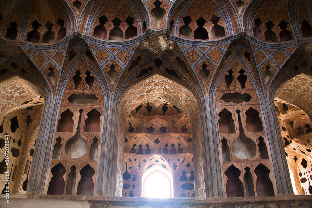Inside the Ali Qapu palace in Isfahan, Iran.