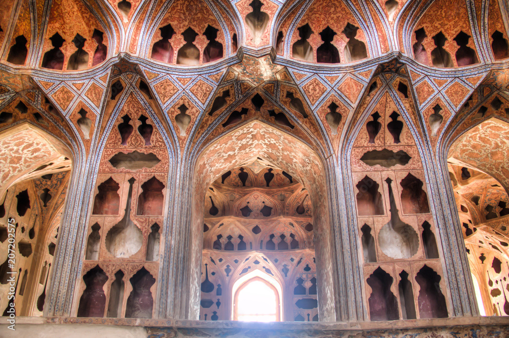 Inside the Ali Qapu palace in Isfahan, Iran.