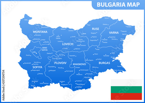 The detailed map of Bulgaria with regions or states and cities, capital. Administrative division