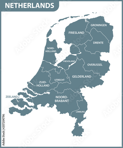 The detailed map of Netherlands with regions. Administrative division.