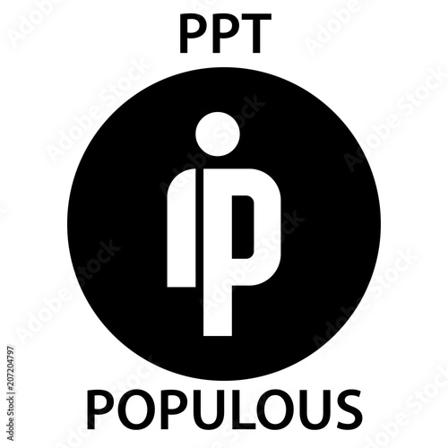 Populous Coin cryptocurrency blockchain icon. Virtual electronic, internet money or cryptocoin symbol, logo