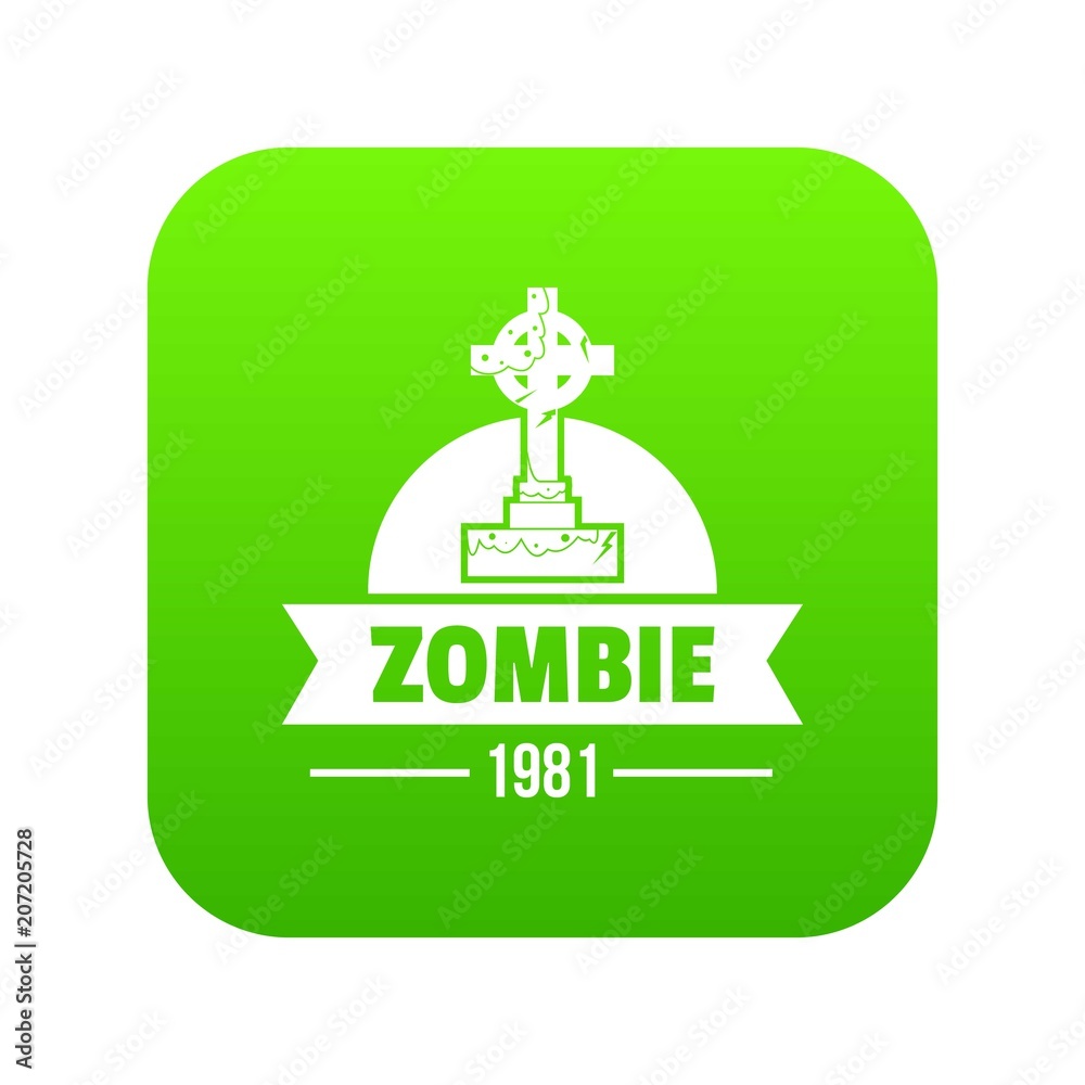 Zombie dark icon green vector isolated on white background