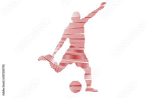 Silueta roja de un jugador de fútbol.